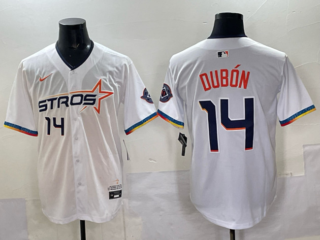 Men's Houston Astros #14 Mauricio Dubón White 2025 City Connect Limited Stitched Baseball Jersey